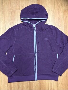 The North Face Purple Hooded Fleece Sherpa Zip Up Sweater